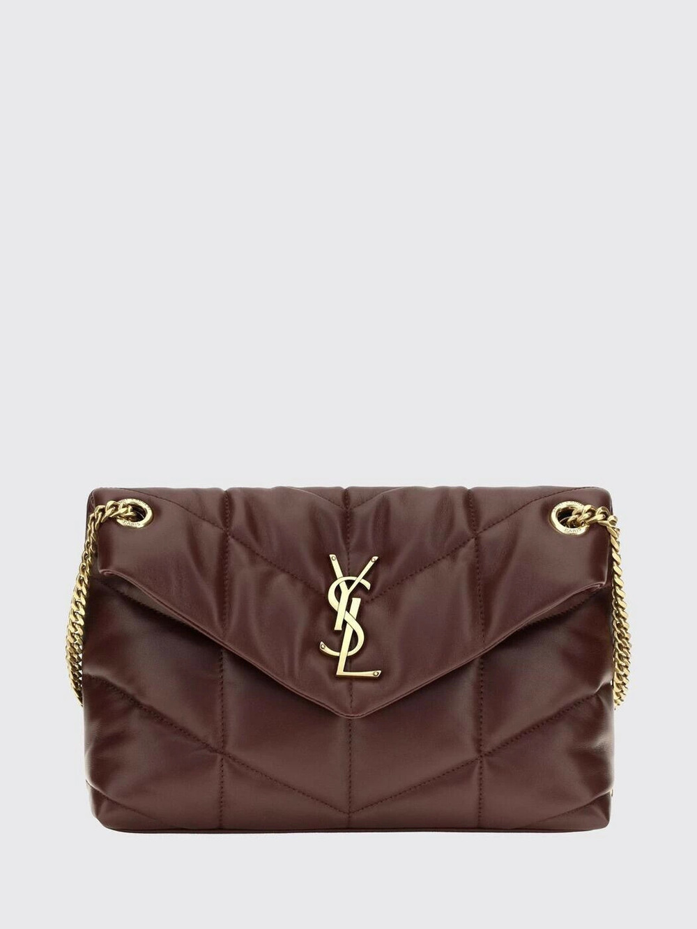 Saint Laurent Uptown Leather Briefcase Burgundy Red